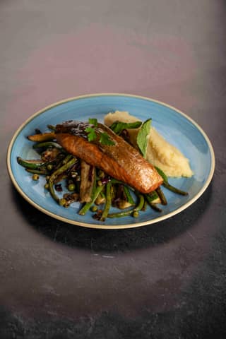 Grilled salmon steak